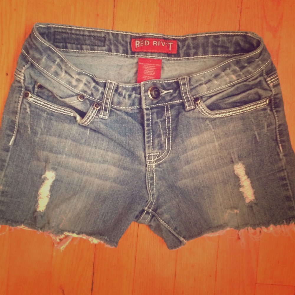 Embellished jean shorts